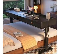 Medical Hospital Bed Table, Standing Laptop Cart, Overbed Table Adjustable Height with Hand Crank & Storage, for Bedroom, Living Room, Office(Black,150cm/59.1in)