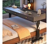 Medical Hospital Bed Table, Standing Laptop Cart, Overbed Table Adjustable Height with Hand Crank & Storage, for Bedroom, Living Room, Office(Gray,130cm/51.2in)