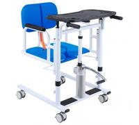 Medical Hydraulic Transfer Chair, Multi-Function Patient Lift with Table, Mobile Toilet and Bath Aid, 180° Adjustable (Blue)