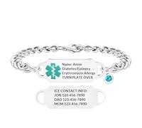 Medical ID Bracelet for Women, Stainless Steel Emergency Alert Bracelet with Free Laser Engraving, Adjustable 17-23cm Chain for Diabetes, Allergies, Epilepsy & Heart Conditions (Stainless Steel)