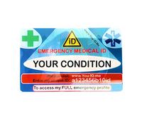 Medical ID Card Personalized, Alert Card in Case of Emergency ICE Free Personalised Printed with Hologram Option Guaranteed for up to 10 Years (Emphysema)