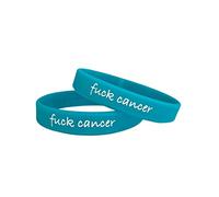 Medical ID Me (2 PACK) Fuck Cancer Wristband For Breast Testicular Prostate Ovarian Lung Skin Awareness Support Silicone Bracelet Men's Women's Adult Gift (Large 20cm, 2 Pack TURQUOISE)