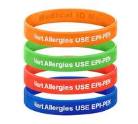 Medical ID Me Alert Allergies USE EPIPEN Wristband Allergy Awareness Bracelet Children Adults UK (Pack of 4) (Small 15cm)