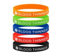 Medical ID Me - BLOOD THINNER Silicone Medical Awareness Wristbands Bleeding Risk Warfarin (PACK OF 5) (Medium 18cm)