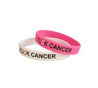 Medical ID Me Breast Cancer FUCK Cancer Bracelet Awareness Wristband Women's Pink Boob (2 PACK) (Medium 18cm, x2 MIXED)