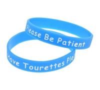 Medical ID Me I Have Tourettes Please Be Patient Silicone Awareness Wristbands Bracelet (2 PACK) (x2 Blue)
