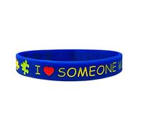 Medical ID Me I Love Someone with Autism' Wristbands Bracelets Awareness Support ASD Adult 20cm UK (Blue)