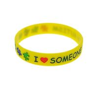 Medical ID Me I Love Someone with Autism' Wristbands Bracelets Awareness Support ASD Adult 20cm UK (Yellow)