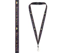 Medical ID Me LOVE IS LOVE Pride Rainbow Lanyards LGBT Gay Lesbian Awareness Trans Bisexual Black White (Black)