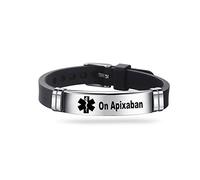 Medical ID Me - Medical Alert Silicone Bracelets Emergency Medical Awareness Epilepsy Diabetes COPD Blood Thinner Men Women Stainless Steel Adjustable (On Apixaban)