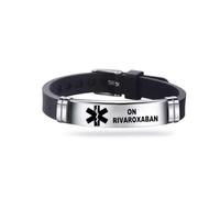 Medical ID Me - Medical Alert Silicone Bracelets Emergency Medical Awareness Epilepsy Diabetes COPD Blood Thinner Men Women Stainless Steel Adjustable (On Rivaroxaban)