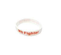 Medical ID Me MS Fighter Never Give Up Silicone Wristband Multiple Sclerosis MS Bracelet Adults Teens UK Seller (White, Large 20cm)