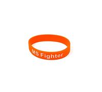 Medical ID Me MS Fighter Never Give Up Silicone Wristband Multiple Sclerosis MS Bracelet Adults Teens UK Seller (Orange, Large 20cm)