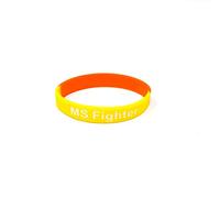 Medical ID Me MS Fighter Never Give Up Silicone Wristband Multiple Sclerosis MS Bracelet Adults Teens UK Seller (Orange/Yellow, Large 20cm)