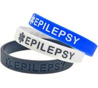 Medical ID Me - Pack of 3 Epilepsy Awareness Silicone Wristband Medical Alert Bracelet Epileptic (Large 20cm (Adults))