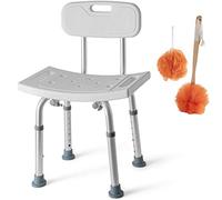 Medical king Shower Chair Set of 3 - Includes Back Scrubber & Additional Sponge - Anti Slip for Safety, with 8 Adjustable Heights Portable - Tool Free Shower Chair - Bath Chair for Elderly