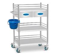 Medical Laboratory Cart, Stainless Steel 2/3-Tier Trolley Serving Utility Carts With Two Drawers For Lab Spa Beauty Salon Clinic Kitchen Equipment Use