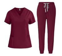 Medical Nursing Uniforms V-Neck Stretch Scrubs Top Short Sleeve Pockets Stretch Yoga Jogger Pants Quick Dry Beauty Healthcare Hospital Surgical Lightweight Uk Pet Grooming Cosmetology