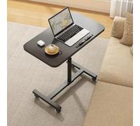 Medical Overbed Bedside Table Adjustable Laptop Desk for Home or Hospital Bed Tray, Portable Standing Desk with Locking Wheels Height Adjustment 23"- 35" (Color : White)