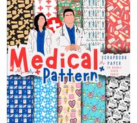 Medical Pattern scrapbook paper, 8.5x8.5, 10 Designs, 20 Double-Sided Sheets: Scrapbooking Paper for Junk Journals, Decorative craft Paper for Gift, ... & Mixed Media, Origami, Collage & Card Making