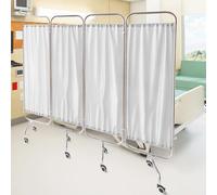 Medical Privacy Screen,Foldable＆Movable Medical Room Divider Curtains on Wheels,Portable Indoor Privacy Divider Room Screen with Stainless Steel Pipe for Emergency Beauty Salon Clinic(WHITE,78.7INCH)