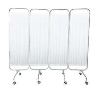 Medical Privacy Screen, Foldable & Movable Medical Screens on Wheels, Stainless Steel Indoor Divider Screen, for Hospital Clinics ICU Care Center School Medical Room (White, 4 Panel)