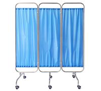 Medical Privacy Screen, Foldable & Movable Medical Screens on Wheels, Stainless Steel Indoor Divider Screen, for Hospital Clinics ICU Care Center School Medical Room (Blue, 3 Panel)