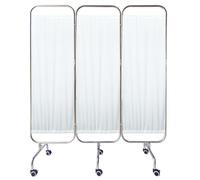 Medical Privacy Screen, Foldable & Movable Medical Screens on Wheels, Stainless Steel Indoor Divider Screen, for Hospital Clinics ICU Care Center School Medical Room (White, 3 Panel)