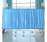 Medical Privacy Screen,Foldable Room Divider Curtains on Wheels,4 sizes Stainless Steel Privacy Screen,for Emergency, Wards, Care Rooms, Beauty Salons (Blue, 250cm x 180cm)