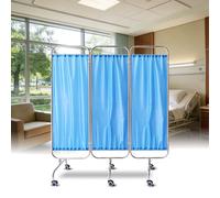 Medical Privacy Screen，Folding Stainless Steel Waterproof Fabric Mobile Medical Room Divider On Lockable Caster For Hospital Clinics ICU Care Center (Blue, 150cm)