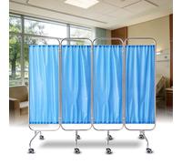 Medical Privacy Screen，Folding Stainless Steel Waterproof Fabric Mobile Medical Room Divider On Lockable Caster For Hospital Clinics ICU Care Center (Blue, 200cm)