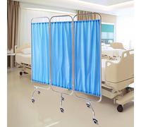 Medical Privacy Screen, Movable Folding Room Divider Curtain Foldable Medical Screen with Lockable Wheels, Freestanding Screens Privacy Partition Separator, for Emergency Room, Ward, Hospital (Blue)