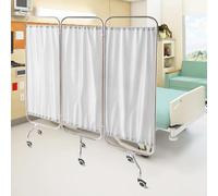 Medical Privacy Screen on Wheels, 3/4 Panel Foldable Medical Room Divider Curtains,Stainless Steel Mobile Medical Privacy Screen for Emergency Room Ward Beauty Salon Clinic (WHITE, 59INCH)
