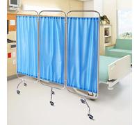 Medical Privacy Screen on Wheels,Foldable＆Movable Medical Room Divider Screens,Stainless Steel Privacy Screen Portable Indoor Divider Room Screens for Emergency Ward Beauty Salon Clinic(Blue,150)