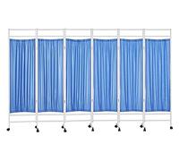 Medical Privacy Screen,Portable Medical Privacy Screen - 6 Panel Indoor Partition Wall with Wheels, Room Divider for Hospital/Clinic/Ward, Metal Frame, Blue Color, 300cm Wide