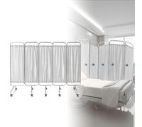 Medical Privacy Screen with Blue/white Panels on Wheels,Movable & Foldable Indoor Divider Screen for Emergency Room, Ward, ICU Monitoring Room Divider Hospital Clinics (white 5Panel)