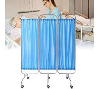 Medical Privacy Screen with Universal Wheel,Removable Folding Mobile Wardroom,Stainless Steel Medical Room Divider Curtains,for Emergency Room Beauty Salon School Medical Room (Blue, 3 folds)