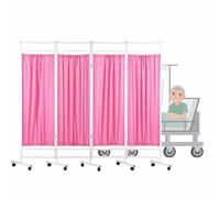 Medical Privacy Screens,4 Panel Foldable Medical Privacy Screen - 6 Ft Tall Rolling Divider, Portable Room Separator for Office/Hospital, Mobile Privacy Wall Panels (Pink)