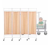 Medical Privacy Screens,4 Panel Folding Medical Privacy Screen - 6 Ft Tall Portable Rolling Room Divider, Privacy Partition for Office/Hospital, Easy Mobility, Beige Color