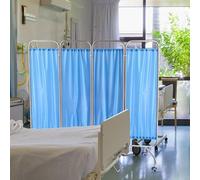 Medical Privacy Screens,Mobile Medical Privacy Screen on Wheels, 4 Panel Folding Room Dividers, Free-Standing Stainless Steel Privacy Curtain Divider with Nylon Silk Fabric for Clinics and