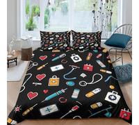Medical Rescue Equipment Single Duvet Cover Set Cartoon Theme Bedding Set 3D Print Soft Microfiber Quilt Covers 155x200 cm with Zipper Closure and 2 Pillowcases 50x75 cm for Teens K.4790