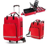 Medical Rolling Bag with Wheels, Portable First Aid Kit with Detachable Trolley, Large Capacity Emergency Responder Trauma Bag for EMT EMS Paramedics