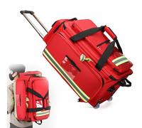 Medical Rolling Bag with Wheels - Portable Trolley Duffle for Emergency and Clinical Use, Jumbo Compartments and Reflective Trim