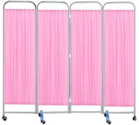 Medical Room Divider, 4 Panel Room Divider With Detachable Nylon Silk Fabric, 6 Ft Tall Temporary Wall Separators For Clinic Ward Examination Hospital Nursing Home(Color:pink)