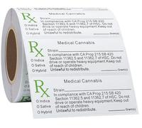 Medical RX Sticker Labels Herb Flavour / Gram / Type: Hybrid, Sativ, Indic / Poptops Glass Jars J Tubes Mylar Bags Clip - Quantity Choice (5000)
