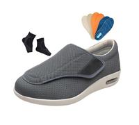 Medical Shoes for Swollen Feet, Diabetic Swollen Feet Elder Arthritis Orthopedic Shoes for Men, Adjustable Walking Swollen Wide Fit Wide Slippers, for Hammertoe, Arthritis, Bunions(Grey,5.5 UK)
