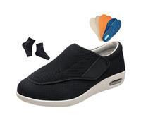 Medical Shoes for Swollen Feet, Diabetic Swollen Feet Elder Arthritis Orthopedic Shoes for Men, Adjustable Walking Swollen Wide Fit Wide Slippers, for Hammertoe, Arthritis, Bunions(Black,11 UK)