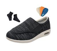 Medical Shoes for Swollen Feet, Diabetic Swollen Feet Elder Arthritis Orthopedic Shoes for Men, Adjustable Walking Swollen Wide Fit Wide Slippers, for Hammertoe, Arthritis, Bunions(Dark gray,7 UK)