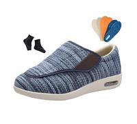Medical Shoes for Swollen Feet, Diabetic Swollen Feet Elder Arthritis Orthopedic Shoes for Men, Adjustable Walking Swollen Wide Fit Wide Slippers, for Hammertoe, Arthritis, Bunions(Blue,12 UK)