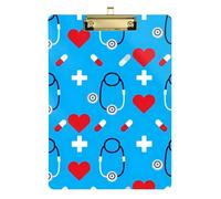 Medical Stethoscope Heart Nurse clipboard Portfolio in Front Plastic for First Year Teacher Must Haves Size 9 x 12